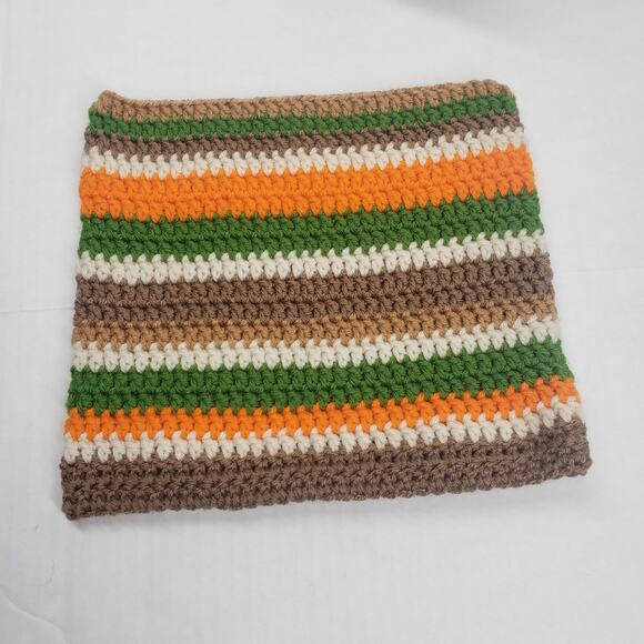 Cat Ear Beanie Crochet Hat Brown Green Stripe Handmade Knit Kitty Soft Winter main image 3